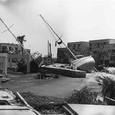 Overturned Sailboats at Sullivans Island Condominium After Hurricane Hugo