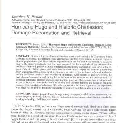 Hurricane Hugo and Historic Charleston: Damage Recordation and Retrieval