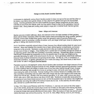 South Carolina Garden History Research