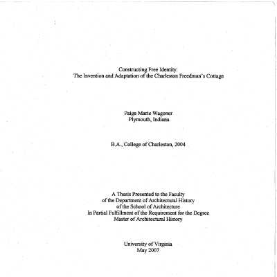 Constructing Free Identity: The Invention and Adaptation of the Charleston Freedman's Cottage
