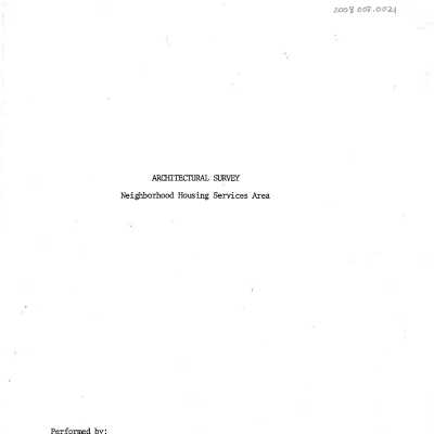 Architectural Survey: Neighborhood Services Area