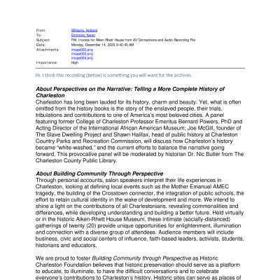 Perspectives on the Narrative: Telling a More Complete History of Charleston