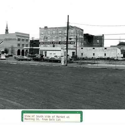 Looking South Across Parking Lot at Corner of King, Meeting, and Market Streets