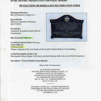 Revolution or Rebellion Recordation Forms
