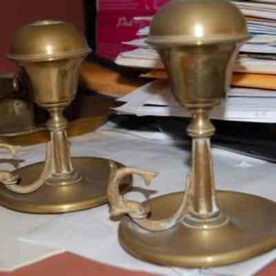 Pair of Gilt Metal Oil Lamps