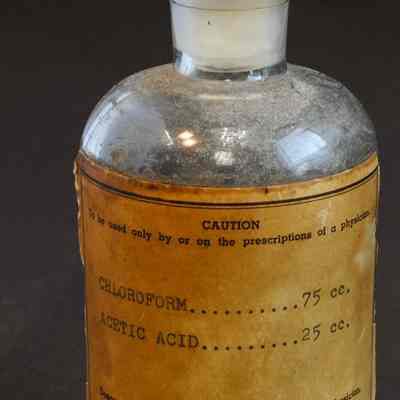 Chloroform and Acetic Acid Prescription Glass Bottle