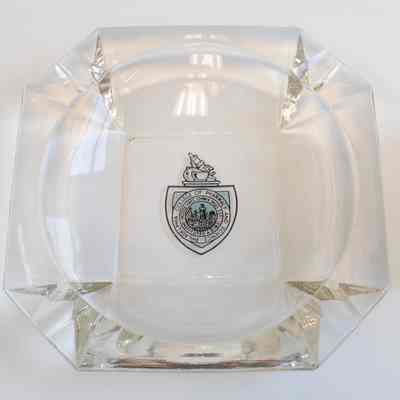 Glass Ashtray with Philadelphia College of Pharmacy and Science Seal