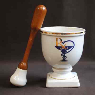 Ceramic and Wood Mortar and Pestle