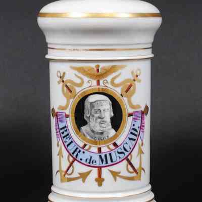Apothecary Jar, "BEUR: de MUSCAD:" [nutmeg butter]