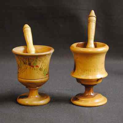 Miniature Wooden Souvenir Mortars and Pestles