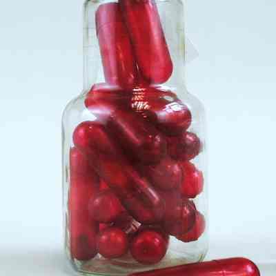 Group of Oversized Fuschia Pill Capsules
