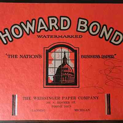 Weissinger Paper Company Howard Bond Paper Sample Advertising