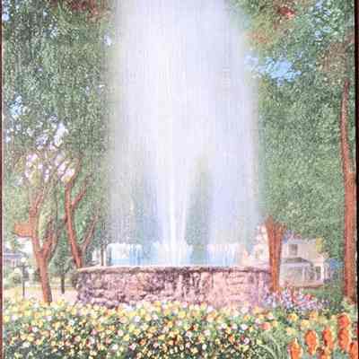Memorial Fountain, Central Park, Lansing, Mich. Postcard