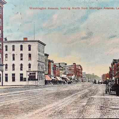 Washington Avenue, Looking North from Michigan Avenue, Lansing, Mich. Postcard