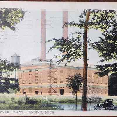 City Power Plant, Lansing, Mich. Postcard