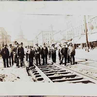 Streetcar Tracks Construction, Michigan Ave. RPPC