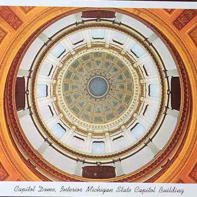 Capitol Dome, Interior Michigan State Captiol Building Postcard