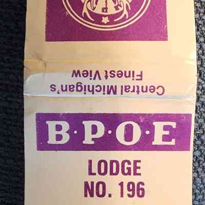 B.P.O.E. Lodge No. 196, Lansing, Mich., Matchbook