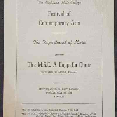 MSC Festival of Contemporary Arts Program, 1951