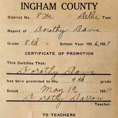 Dorothy Davis, Ingham County School Report Card, 1936-37
