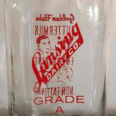 Lansing Dairy Co. Square Pyro Quart Bottle