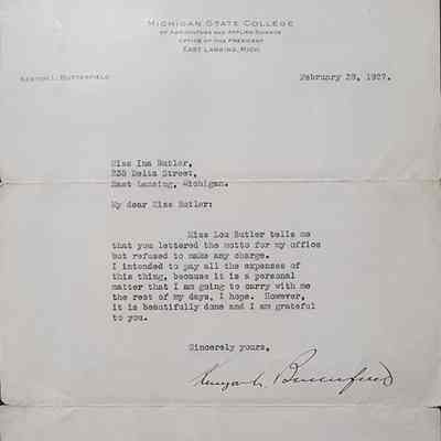 Kenyon Butterfield, MSC President, Signed Letter