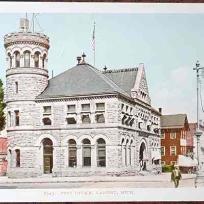 Post Office, Lansing, Mich. Postcard