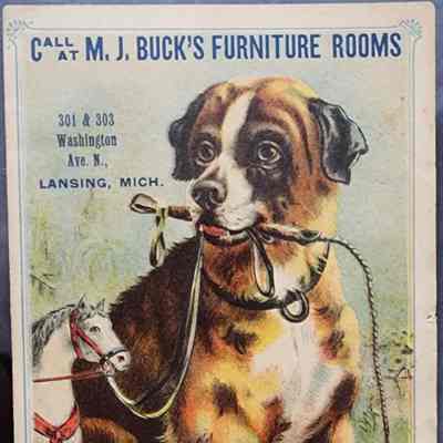 M.J. Buck's Furniture Rooms Trade Card