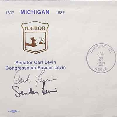 Levin Michigan Sesquicentennial Signed Cover