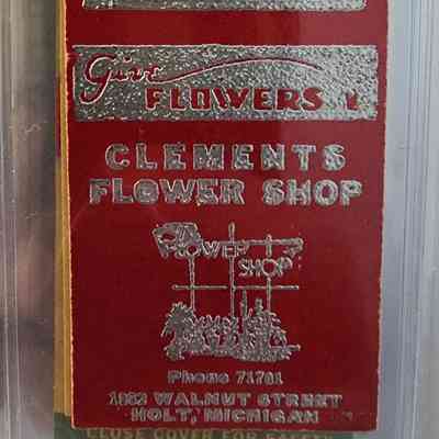 Clements Flower Shop, Holt, Mich., Matchbook