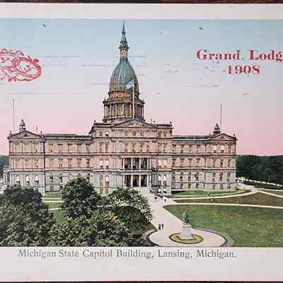 Michigan State Capitol Building, Lansing, Michigan, IOOF, Postcard