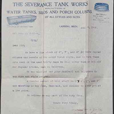 Severance Tank & Silo Co. Cover and Letterhead