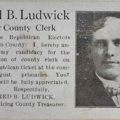 Fred B. Ludwick for County Clerk Palm Card
