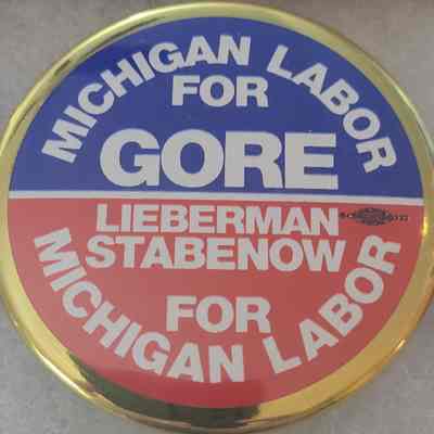 Gore-Lieberman-Stabenow Coattail Labor Button