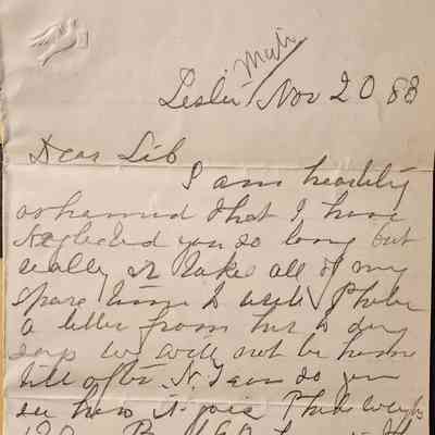 Leslie, Mich., 1888, Letter and Cover