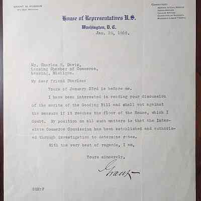 Grant M. Hudson Congress Signed Letter
