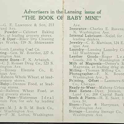 This Baby Book of Mine Shopping Guide of Lansing