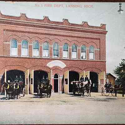 No. 1 Fire Dept., Lansing, Mich. Postcard