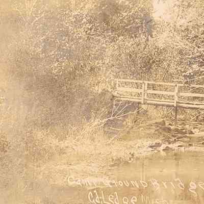 Camp Ground Bridge, Gd. Ledge, Mich., RPPC