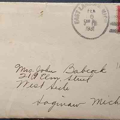 East Lansing, Mich., 1931, Postal Cover