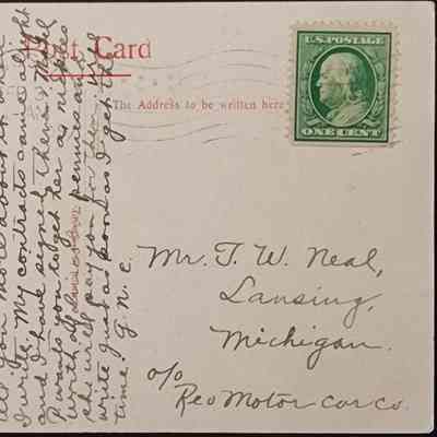 REO Motors Addressed Postcard