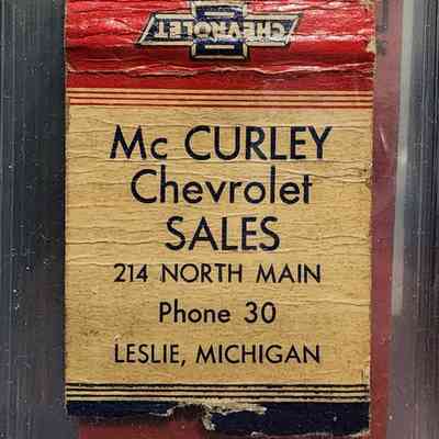 McCurley Chevrolet Sales, Leslie, Mich. Matchbook
