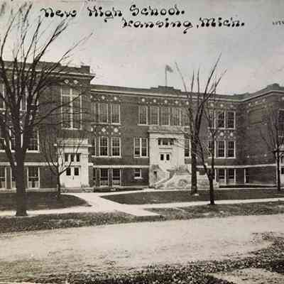 New High School, Lansing, Mich., Postcard