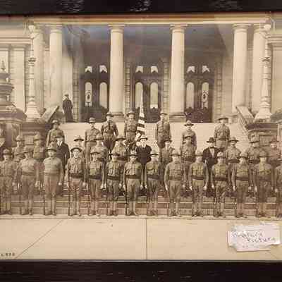 Military Group on Capitol Steps Framed Photo