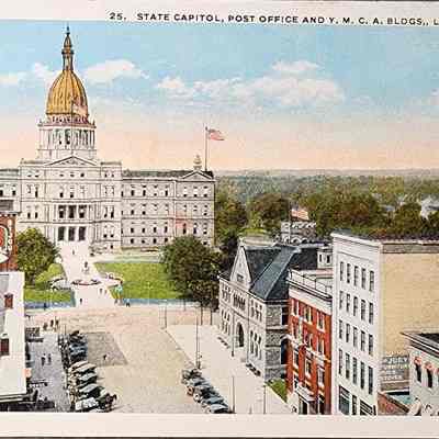 State Capitol, Post Office and Y.M.C.A. Bldgs., Lansing, Mich. Postcard