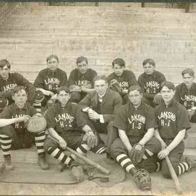 Lansing High School Baseball Team, 1904, Card Photo