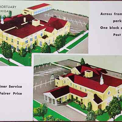 Estes-Leadley Mortuary, Lansing, Michigan Postcard