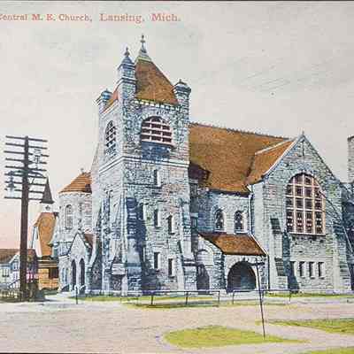 Central M.E. Church, Lansing, Mich. Postcard