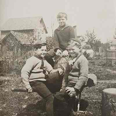 Portrait of Three Boys RPPC by Bovee