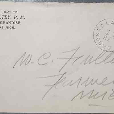 Crooked Lake, Mich. Maltby Postal Cover